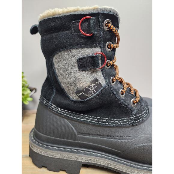 Woolrich Fully Wooly Boots Mens 9 Black Sherpa Lined Boots Lace Up Snow Winter main image 6